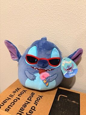 Disney Blue Stitch Plush with Red Sunglasses